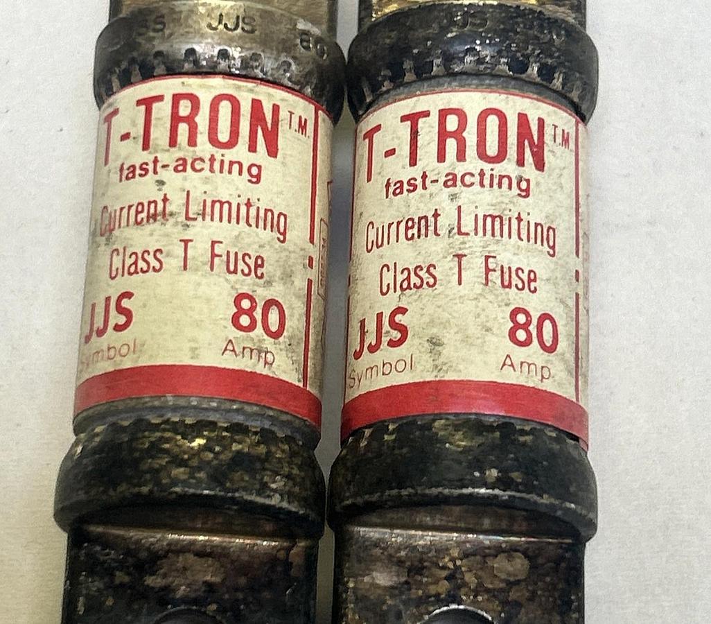 Used BUSSMANN,JJS80,T-TRON FUSE 80A 600V LOT OF 2