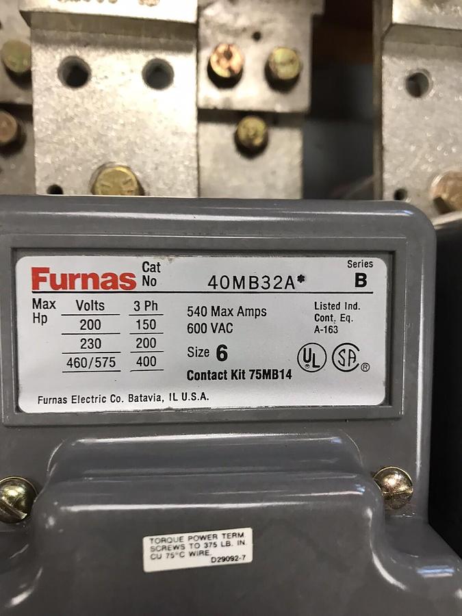 Used Furnas,4DMB32AF,Magnetic Contactor Size 6 Series B NOS