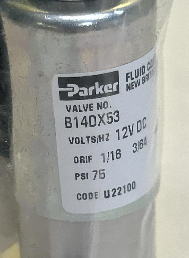 PARKER,B14DX53,SOLENOID VALVE 12VDC 75PSI 7WATTS NOS
