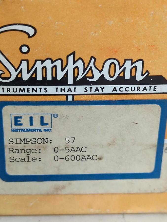 SIMPSON,57,PANEL METER 0-600 AC AMPERES NOS
