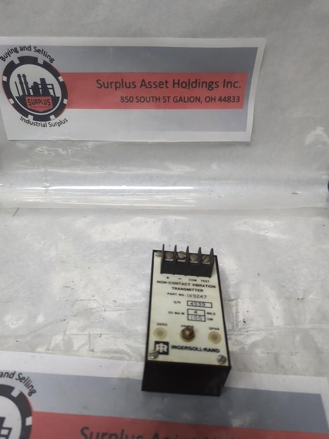 Used INGERSOL-RAND,IX9247,NON-CONTACT VIBRATION TRANSMITTER 4 MILS 100uM PRE-OWNED