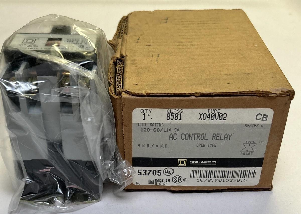 Used SQUARE D,8501X040V02,CONTROL RELAY NEW