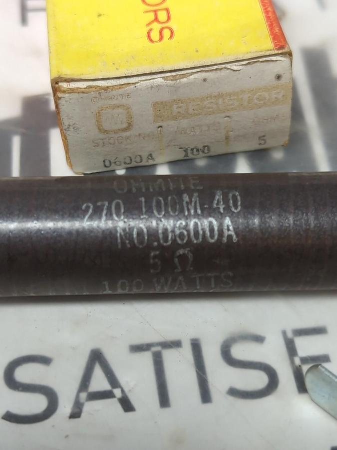 OHMITE,0600A,LUG RESISTOR 100 WATT 5 OHM NOS