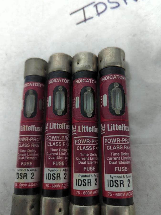 Used LITTELFUSE,IDSR 2,INDICATOR 2 AMP FUSE LOT OF 4 PRE-OWNED
