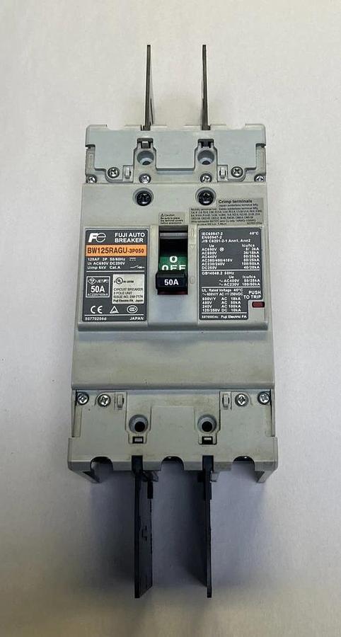 Used FUJI ELECTRIC,BW125RAGU-3P050,AUTO CIRCUIT BREAKER 50A 690V 3P