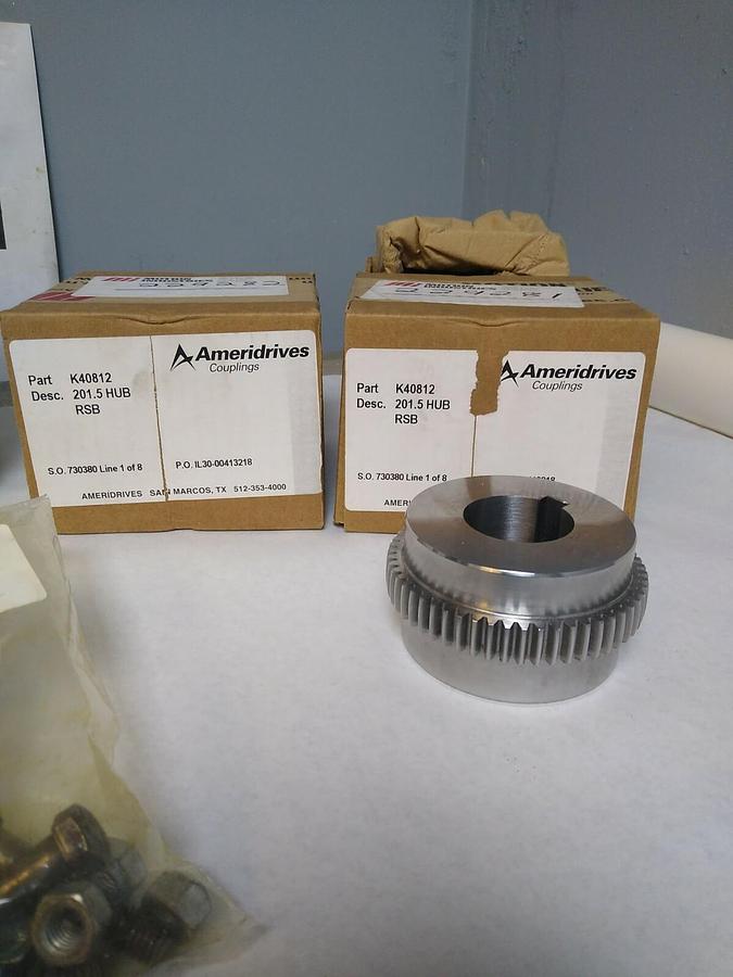 Used AMERIDRIVES,K410812 -201.5  K40816-201.5 EB,2 SLEEVES+2  HUBS AND HARDWARE KIT