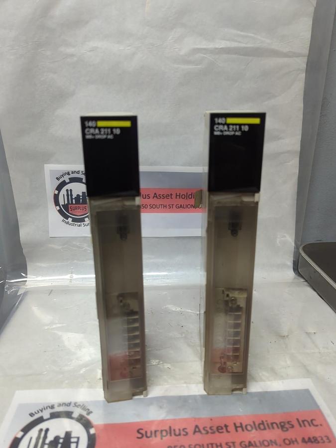 Used SCHNEIDER AUTOMATION,140 CRA 211 10,TSX QUANTUM MB+ DROP AC MODULE LOT OF 2 USED
