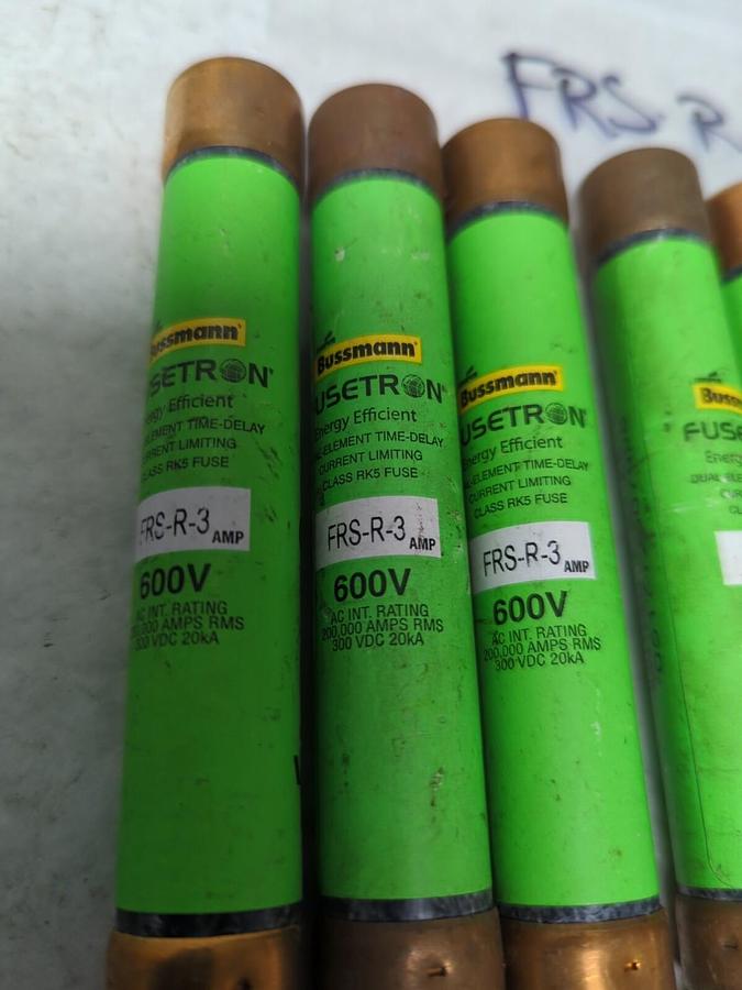 Used COOPER BUSSMANN,FRS-R-3,FUSETRON 3 AMP FUSE LOT OF 5 PRE-OWNED