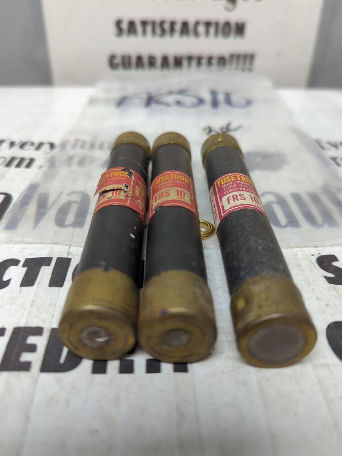 COOPER BUSSMANN,FRS-10,FUSETRON 10 AMP FUSES LOT OF 3 NOS