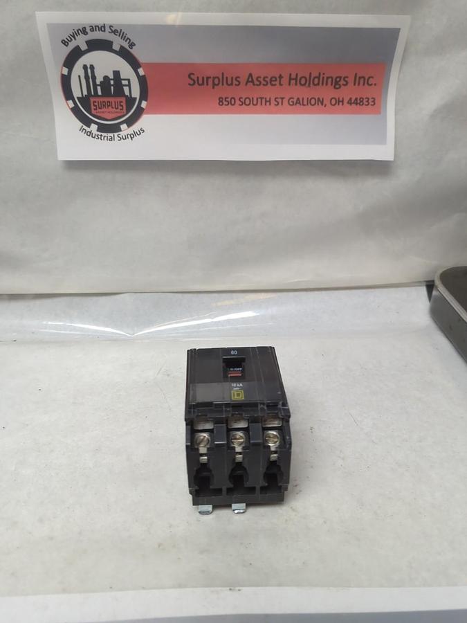 Used SQUARE D,QOB60,CIRCUIT BREAKER 60 AMP 3-POLE PRE-OWNED