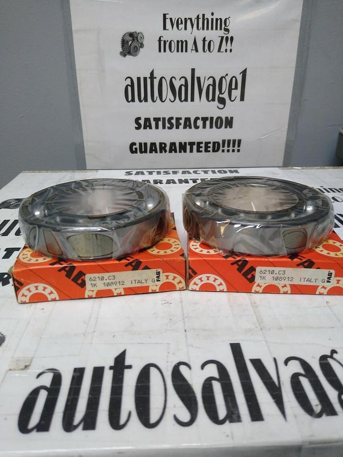 Used Fag,6210-C3,Deep Groove Ball Bearing Lot of 2 NOS