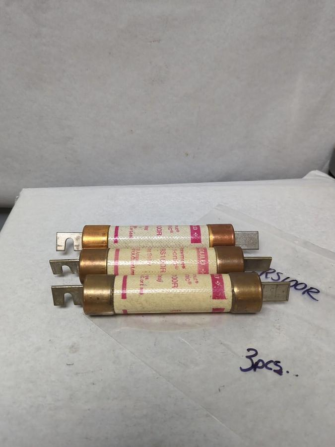Used GOULD SHAWMUT,TRS100R,TRI-ONIC 100 AMP FUSE LOT OF 3 PRE-OWNED