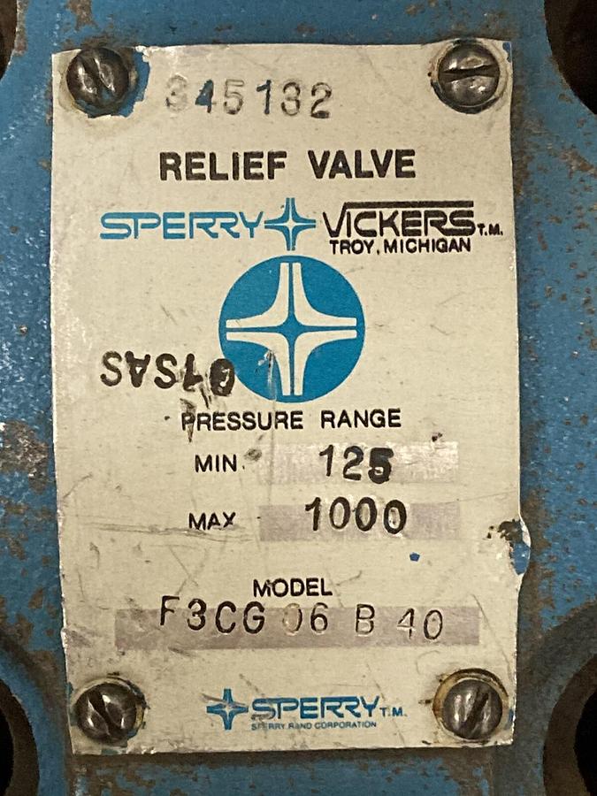 Used Sperry Vickers,F3 CG-06-B-40,Relief Valve