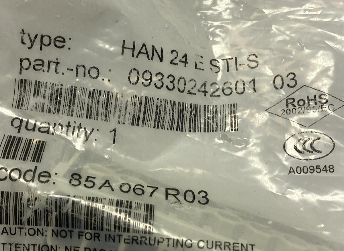 HARTING,HAN-24-E-STI-S,CONNECTOR INSERT LOT OF 6 NEW