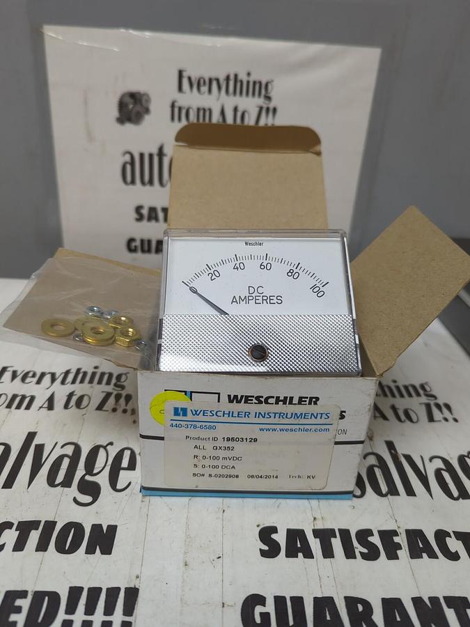 WESCHLER,19503129 ALL GX352 R:0-100MVDC S:0-100DCA,PANEL METER NOS