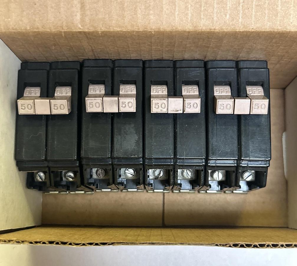 Used CUTLER HAMMER,CH250,CURCUIT BREAKER 50A 120/240V 2P LOT OF 4