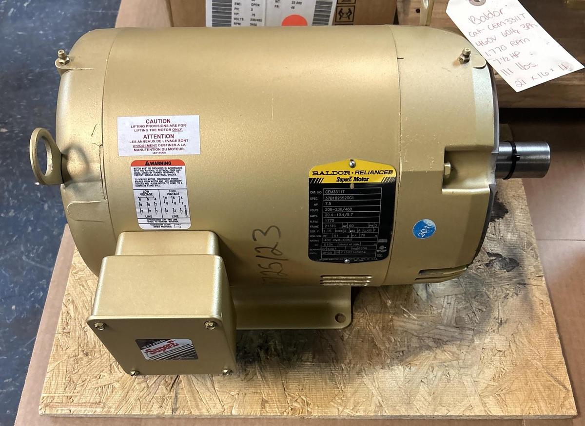 BALDOR,CEM3311T,SUPER-E MOTOR 7.5HP 1770RPM 208-230/460V 3PH 213TC FRAME NOS