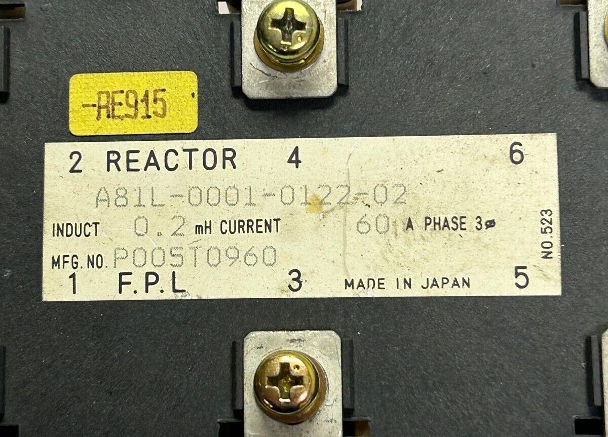 Used FANUC,A81L-0001-0122-02,AC REACTOR 60A 0.2MH 3PH