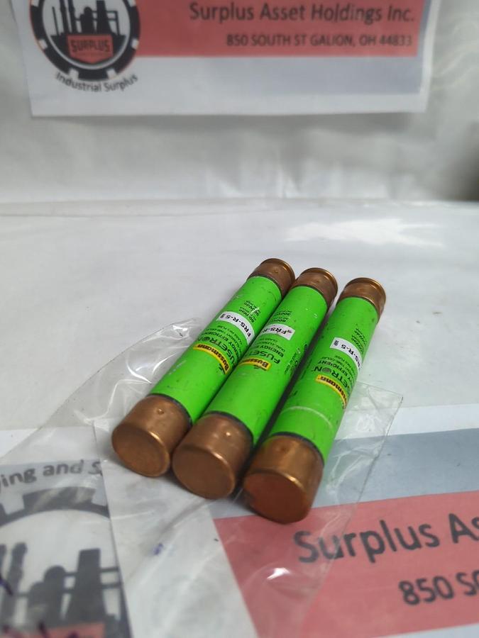 Used COOPER BUSSMANN,FRS-R-5,FUSETRON 5 AMP FUSE LOT OF 3 PRE-OWNED