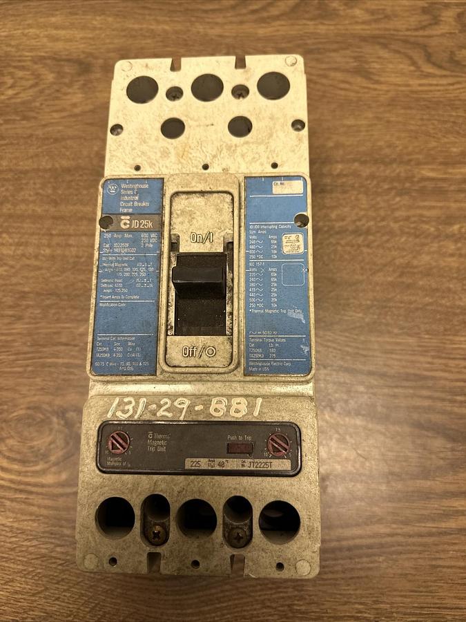 Used Westinghouse,JD 2250F,250 Amp Circuit Breaker with Thermal Trip Unit