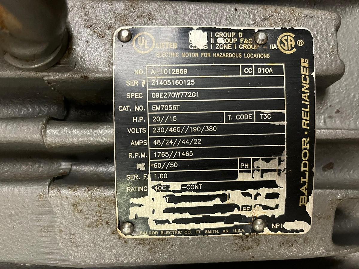 Used BALDOR,EM7056T,EXPLOSION PROOF MOTOR 20HP 230/460V 1765RPM 256T
