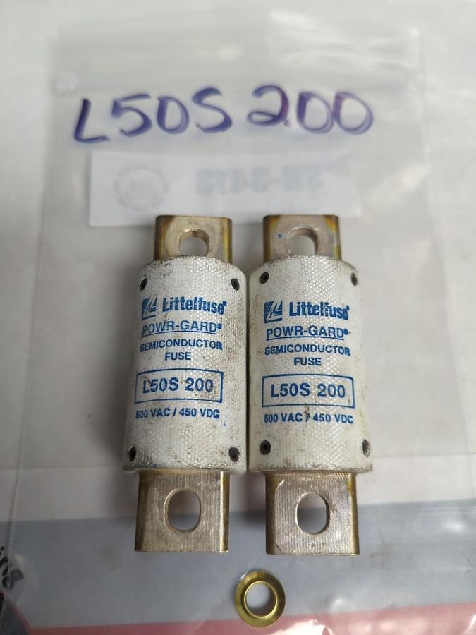 Used LITTELFUSE,L50S-200,SEMICONDUCTOR 200 AMP FUSE LOT OF 2 PRE-OWNED