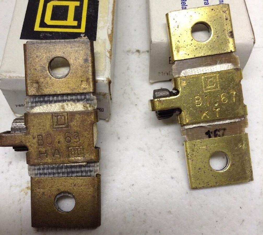Square D,B.063 B 1.67,Overload Protection Heater Elements LOT OF 3 Assorted