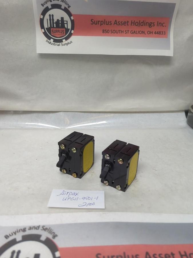 Used AIRPAX,UPG11-9501-1,CIRCUIT BREAKER LOT OF 2 PRE-OWNED