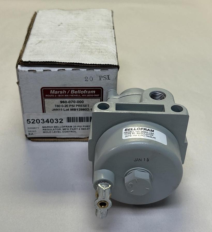 MARSH BELLOFRAM,960-070-000,AIR PRESSURE REGULATOR 0-20 PSI NOS