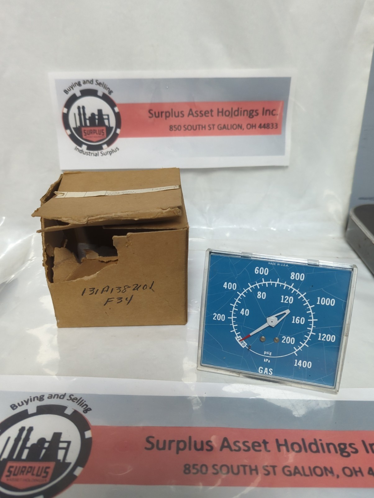 US GAUGE,131A130U01,GAS PRESSURE GAUGE NOS