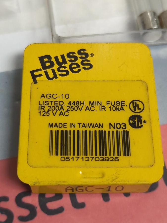 COOPER BUSSMANN,AGC-10,10 AMP FUSE LOT OF 7 NOS