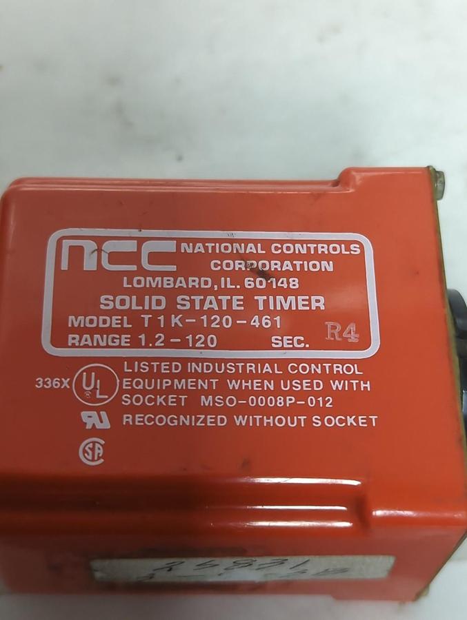 Used NATIONAL CONTROLS,T1K-120-461,SOLID STATE TIMER 1.2-120 SECONDS PRE-OWNED
