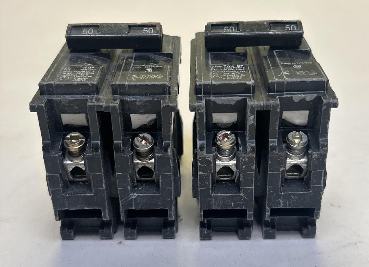 Used SIEMENS,Q250,CIRCUIT BREAKER 50A 120/240V 2P LOT OF 2