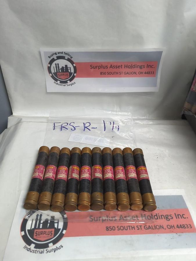 Used COOPER BUSSMANN,FRS-R-1-1/4,FUSETRON 1-1/4 AMP FUSE LOT OF 10 PRE-OWNED