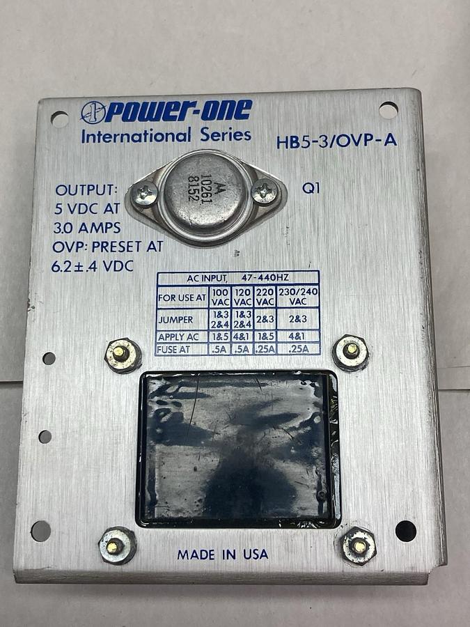 Used Power One,HB5-3/OVP-A,Power Supply 5VDC 3A