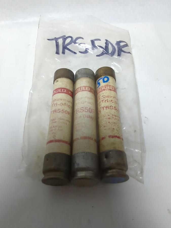 Used GOULD SHAWMUT,TRS-50R,TRI-ONIC 50 AMP FUSE LOT OF 3