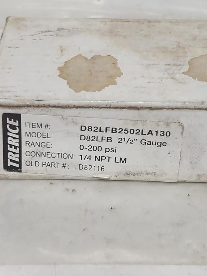 TRERICE,D82LFB,PRESSURE GAUGE 0-200PSI 1/4 NPT LM NOS