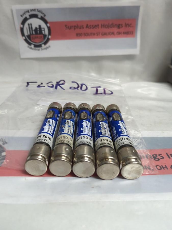 Used LITTELFUSE,FLSR20ID,INDICATOR 20 AMP FUSE LOT OF 5 PRE-OWNED