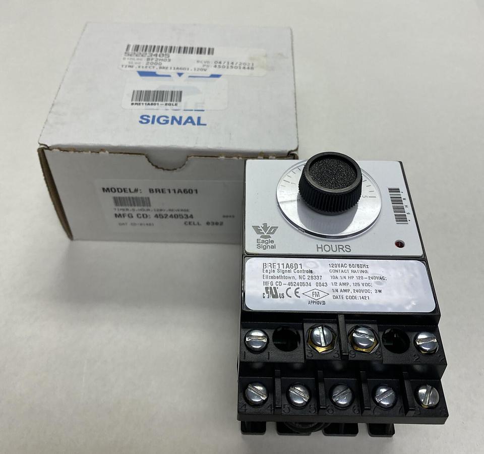 Used EAGLE SIGNAL,BRE11A601,TIMER 5HR 120V NEW