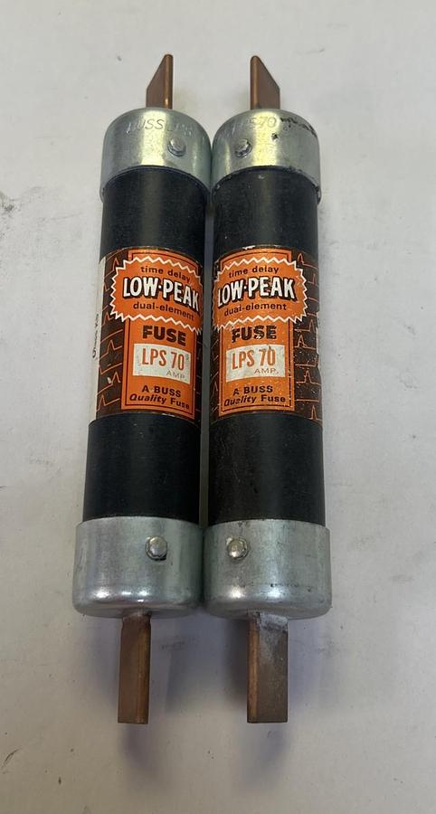 Used BUSSMANN,LPS70,LOW-PEAK FUSE 70A 600V LOT OF 2