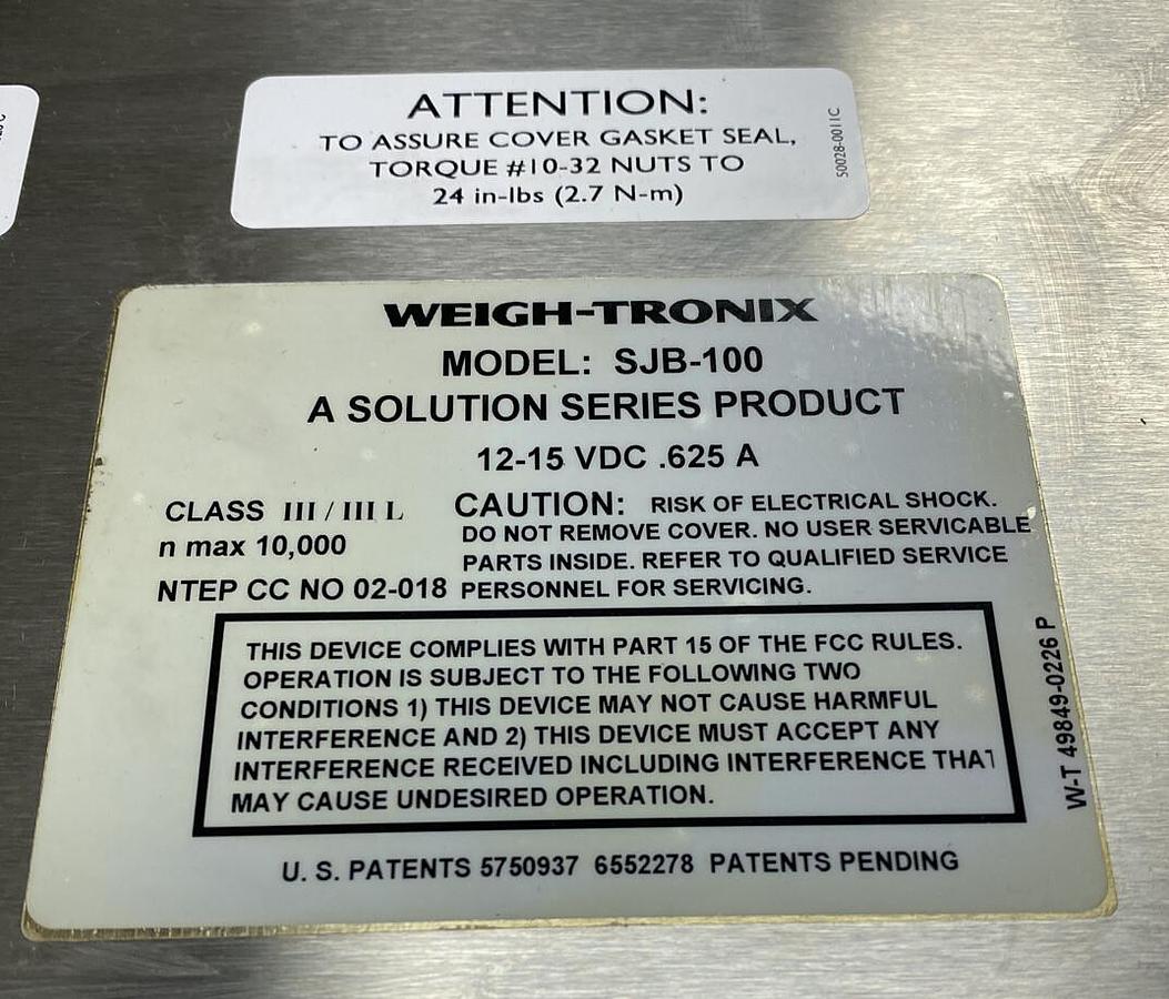 Used Weigh Tronix,SJB-100,CELL LOADER .625AMP 12/15VDC NEMA 4X