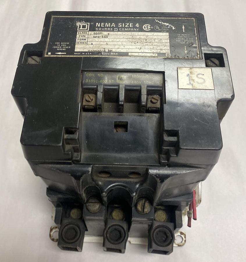 Used Square D,8502 SF0-1S1,Nema Size 4 Starter