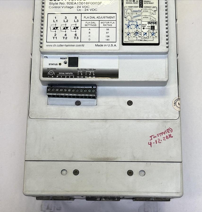 Used CUTLER-HAMMER,S801T18N3S,SOFT STARTER 180AMP 600V 3P
