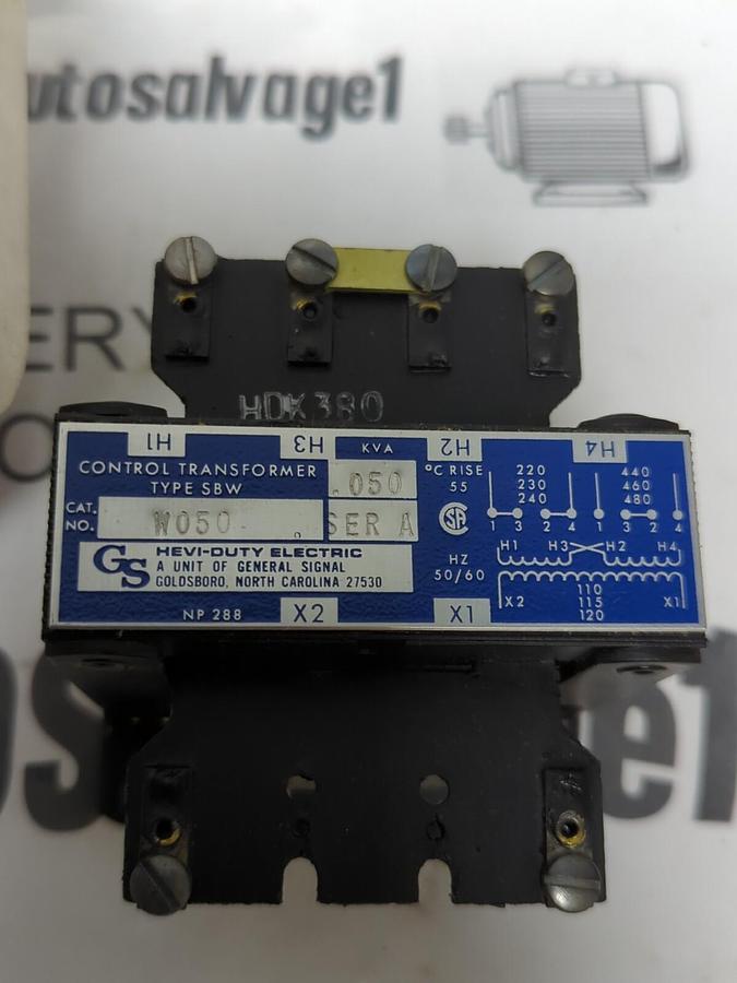 GENERAL SIGNAL,W030,INDUSTRIAL CONTROL HEAVY DUTY TRANSFORMER SERIES A .050 KVA