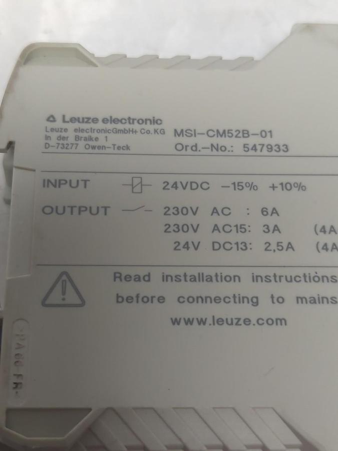 Used LEUZE ELECTRONIC,MSI-CM52B-0,EMERGENCY SAFETY RELAY PRE-OWNED