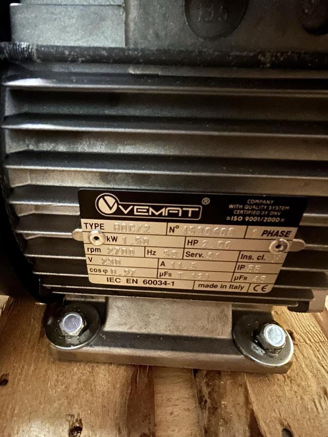 VEMAT,80C/2,MOTOR 2HP 1.50KW 230V 2700RPM 1PH