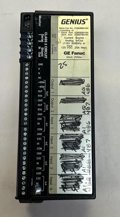 Used GE FANUC,IC660BBA104,GENIUS BLOCK CURRENT SOURCE ANALOG IN / OUT MODULE
