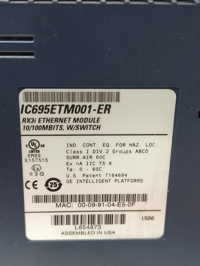 Used GE FANUC,IC695ETM001-ER,RX3i ETHERNET MODULE 10/100BITS W/SWITCH PRE-OWNED