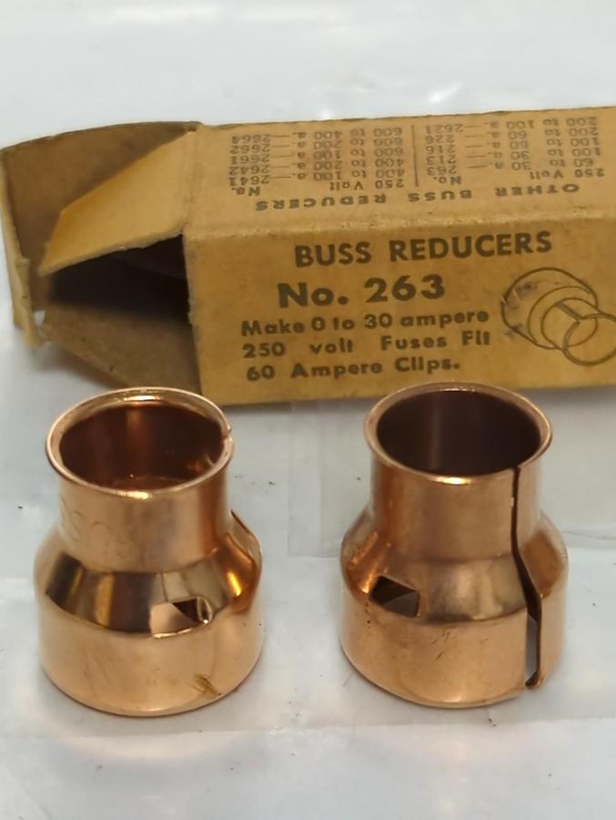 BUSSMANN,263,FUSE REDUCER SET 60 TO 30AMP 250 VOLT LOT OF 2 SETS NOS
