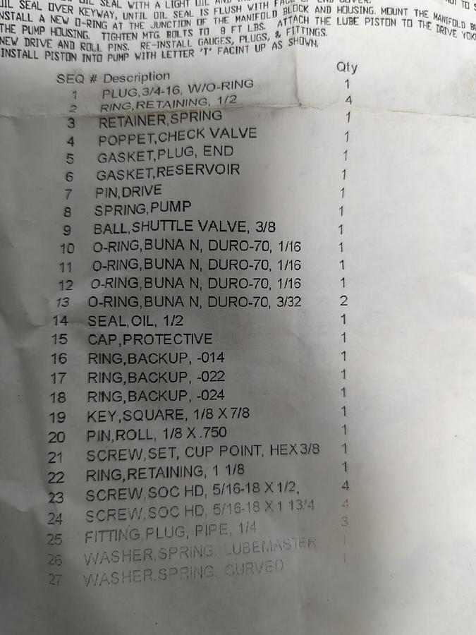 GRACO,563921,LUBEMASTER REPAIR KIT NOS